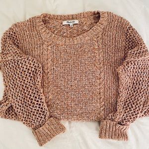 MADEWELL PINK CABLE KNIT SWEATER